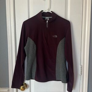 THE NORTH FACE Women's Purple/Gray Fleece 1/4 Front Zip Long Sleeve Shirt - Sz M